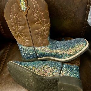 Smokey Mountain Brown and Blue Glitter Girls Western Boots